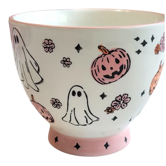NWT Pink Pastel Ghost Halloween Mug Goblin & Ghoul Ceramic Coffee Cup Summerween - Picture 10 of 16